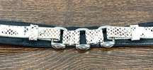 White House Black Market Women's 3 Snap Leather Belt Black And White Size Small