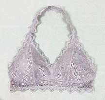 Light Lavender Lace Lightly Padded Halter Bralette