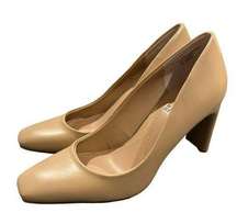 Alfani Tarah Square Toe Pumps Heels Womens 5 M Nude Faux Leather Shoes