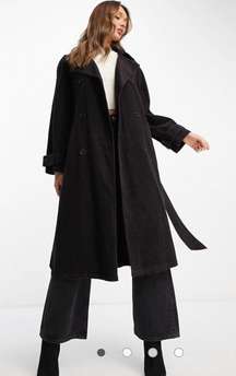 Black Trench Coat Corduroy 