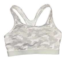 Avia Women's White/Camo Medium Support Compression Racerback Sports Bra M