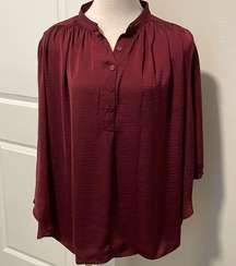 Rebecca Minkoff burgundy oversized 3/4 sleeve blouse sz M