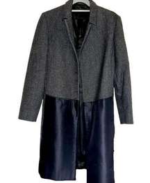 Prada 100% Virgin Wool Double Breasted Black/Grey Contrast Coat, pockets, IT 40