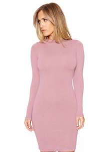 Mauve Ribbed Bodycon Dress Small