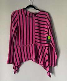 Project RUNWAY hot pink Stripped Blouse Size small NWT