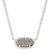 Kendra Scott Elisa Platinum Drusy Pendant Silver Rhodium Chain Necklace