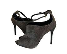 BRIAN ATWOOD Metallic Silver Ankle Bootie Heels Sz 6.5