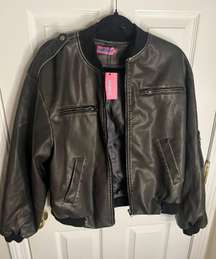 faux leather bomber jacket