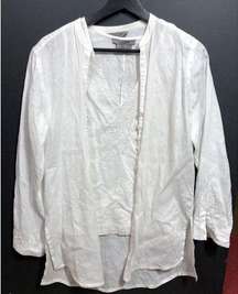 White Linen Embroidered Jacket and Tank Top Set Jaeger Lightweight Size 6 Y2K