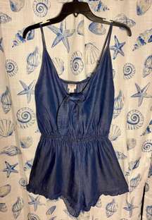 Romper Jean Material Dark Blue For Women. 