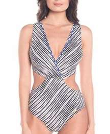 Saha Swimwear Size Small Monokini Gracia Light Stripes cut out details