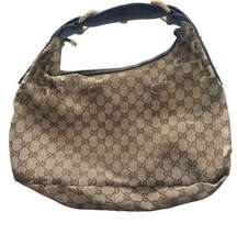 FLAWED GUCCI Monogram Pelham Hobo Bag Medium Brown Canvas Buckle DIY Damaged