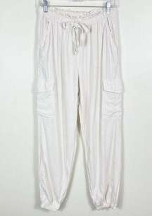 Aerie Lightweight Linen Blend High Rise Paperbag Waist Cargo Jogger Pants