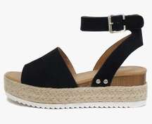 Soda Topic Open Toe Buckle Ankle Strap Espadrilles Flatform Wedge Casual Sandal