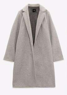 Women’s Gray Lapel Collar Long Sleeve Open Trench Coat Side Pockets Small