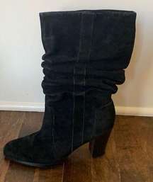 Black suede slouched boot