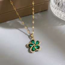 18K Gold Plated Crystal Flower Pendant Necklace for Women,Flower Necklace