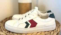 Eric Michael sneaker Stucci White Court Sneakers red green accent leather