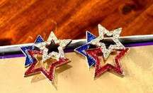 Patriotic Star Earrings Crystals Posts July 4th, Veterans Memorial Labor…