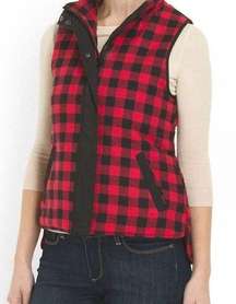 Cambridge Red Black Buffalo Plaid Check Lumberjack Plaid Vest Women's Small S