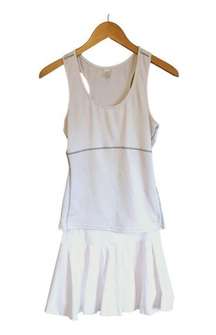 Women White Tennis Skirt Set - Size Small - Tennis, Golf, Cute, Athletic, Outfit