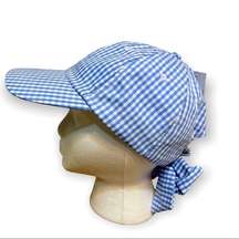 BP GINGHAM BOW CAP IN Baby BlueWHITE NWT NORDSTROM One Size