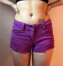 lavender low rise distressed shorts |  | size 3