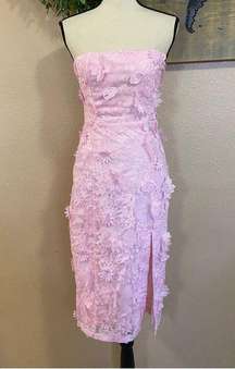 NWOT  Elevated Sensation Blush Pink 3D Floral Embroidered Midi Dress