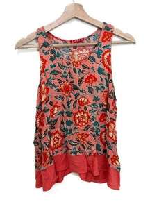 Josie Natori Floral Tank Top Womens Size S Flowy Back Rayon Multicolor‎