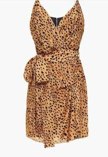 NWOT VIX PAULA HERMANNY wrap-effect leopard-print voile mini dress size L