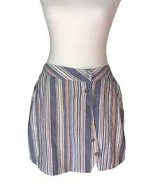 Addie Button Down Mini Skirt Multicolored Striped Womens‎ Size Large