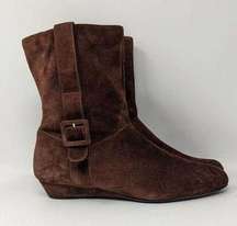 BP Brown Suede Sock Wedge Heel Booties 9