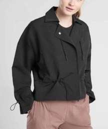 ATHLETA Acadia Bungee Cords Water Repellent Black Jacket Size Medium