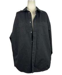 Good American Black Denim Shacket Jacket Oversized Size 1/2 Minimalist GWS999P