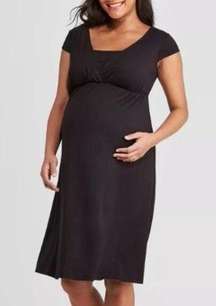 Isabel Maternity by Ingrid Short Sleeve Cross Front Nursing Black Dress Large