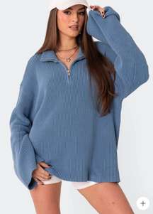 Amour high neck oversized zip sweater 