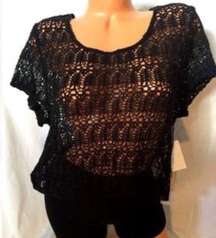 Black short sleeve crotchet top never worn