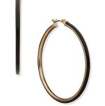 DKNY Enamel Hoop Earrings in Gold/Black MSRP $38 NWT