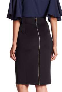 Black Catherine Scuba Pencil Skirt with Back Zip