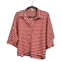 Toska Red White Striped Chiffon Button Down Blouse Sz L