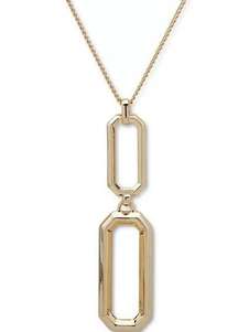 Dkny  Double Hexagon Link Pendant Necklace in Gold-Tone NWOT