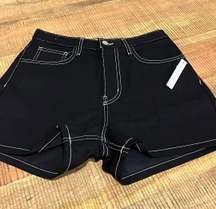NWT  Black Denim Embroidered Shorts, Size 6