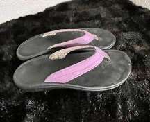 Olukai Ohana Mauve/Black Flip Flop Comfort Sandal Women's size 8