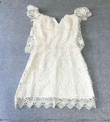 Yumi Kim Dress Womens Size XS Mini Short Lace Eyelet V-Neck Boho Coquette NWT