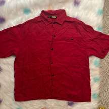 HARLEY Davidson Red Button Up Short Sleeve Sleepwear Shirt