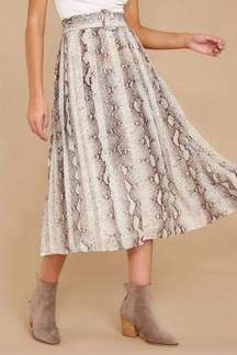 NWT Fate Belted Snake Animal Print Pleated High Waist Midi Skirt Size Small