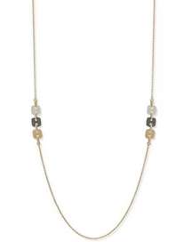 Dkny Square Link Extra Long Statement Necklace in Tri-Tone NEW