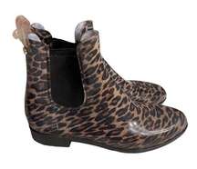 SAM EDELMAN Ankle Chelsea Booties Size 9 Leopard Print Rain Boots