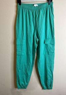 Abound Womens Joggers Green Size Small  Elastic Waist Cargo Pull On‎ Style