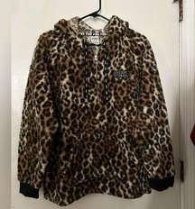 VS Pink Cheetah Print Quarter Zip Teddy